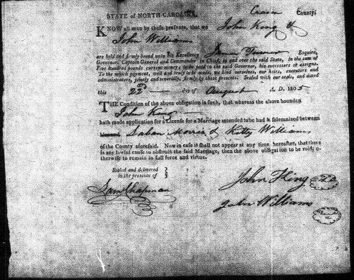 Laban Morris and Caroline Kitty Williams Marriage Bond