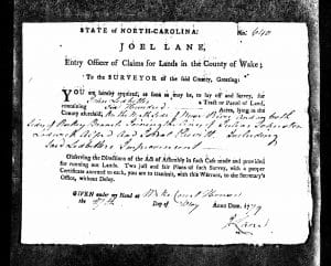 John Ledbetter land grant (1779/1785) - Wake County, NC